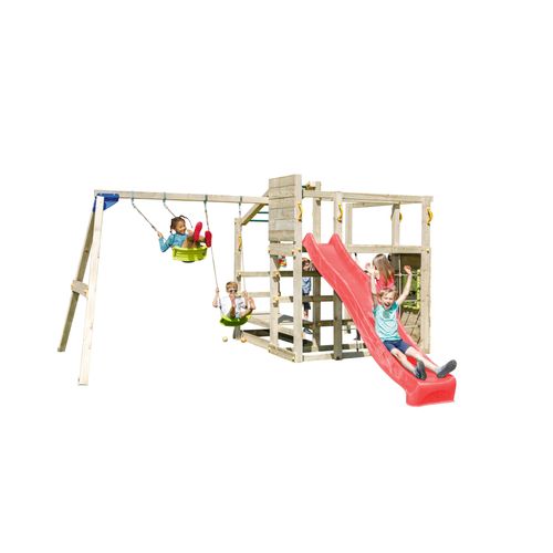 Spielturmking Spielturm CROSSFIT mit Rutsche + Doppelschaukel - Rot DH756
