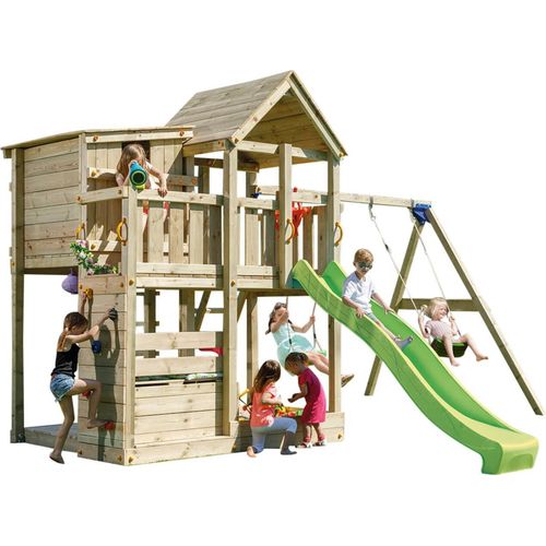Spielturmking Spielturm PALAZZO mit Rutsche + Doppelschaukel - Grün DH767