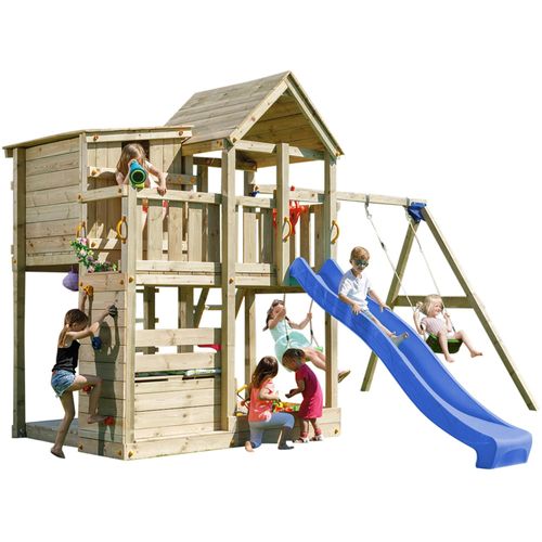 Spielturmking Spielturm PALAZZO mit Rutsche + Doppelschaukel - Blau DH768