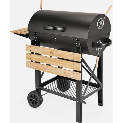 sweeek - Amerikanischer Smoker Holzkohlegrill - Schwarz