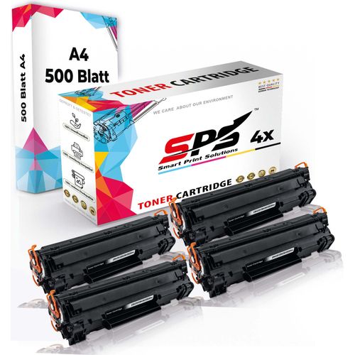 Druckerpapier A4 + 4x Multipack Set Kompatibel für HP LaserJet M 1200 Series (CE285A/85A) Toner-Kartusche Schwarz XL 2500 Seiten