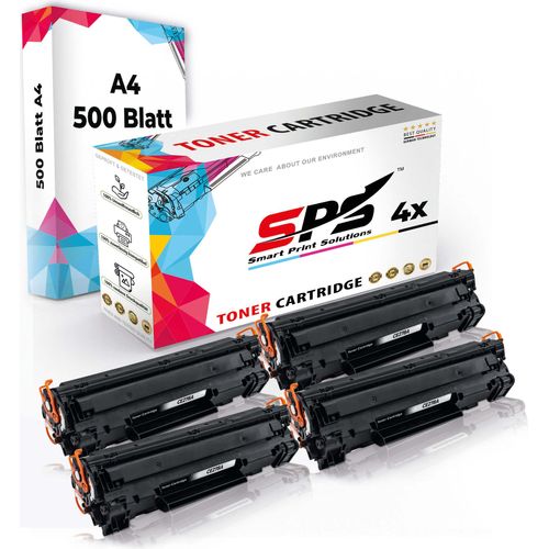 Druckerpapier A4 + 4x Multipack Set Kompatibel für HP LaserJet P 1568 (CE278A/78A) Toner-Kartusche Schwarz 2XL 3000 Seiten