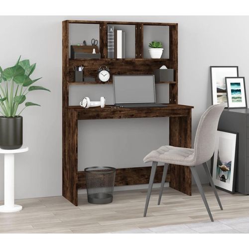 Schreibtisch mit Regal Räuchereiche 102x45x148 cm Holzwerkstoff