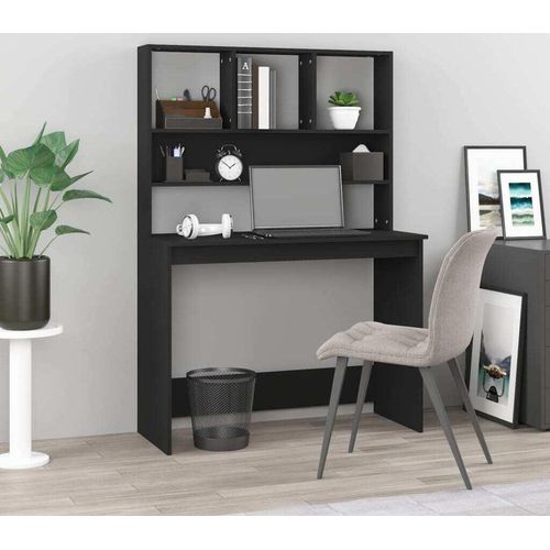 Schreibtisch mit Regal Schwarz 102x45x148 cm Holzwerkstoff