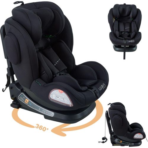 FableKids® NOBLE Kinderautositz mit Isofix | 360° drehbar | Autokindersitz | i-Size 40-150cm | 5-Punkt-Gurt | 8-fach Kopfstütze ECE R129/03 | Schwarz