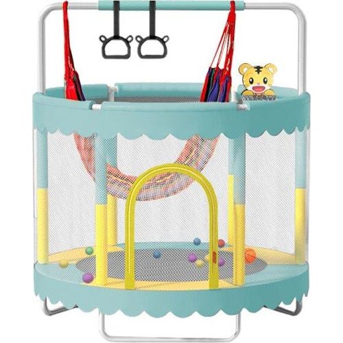 Kindertrampolin SEDCO 122 cm mit Sicherheitsnetz und Ausstattung blau