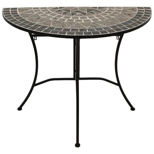 Wandtisch halbrund Mosaik Eisen Grau Schwarz