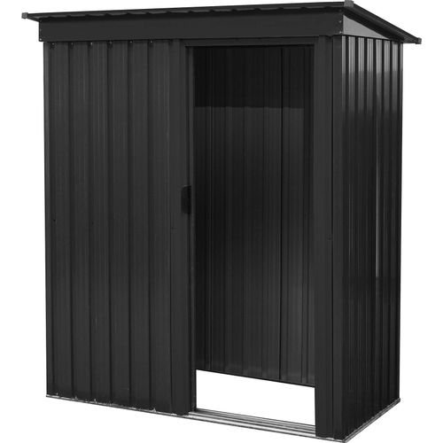 Aga Gartenhaus MR4057 – verzinkter Stahl, 1,5 m² – 163x182x89 cm - Schiebetür 61x165 cm – dunkelgrau – robust & witterungsbeständig – für Gartengeräte