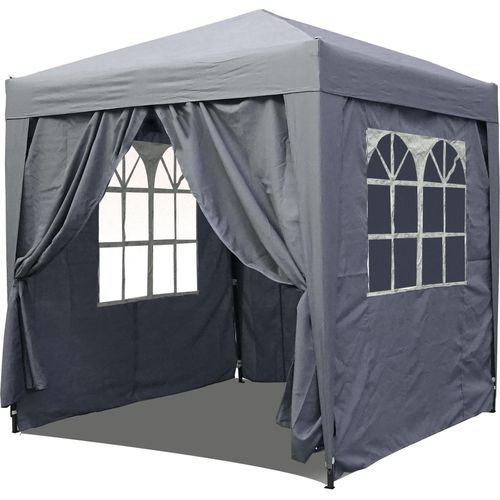 Pop-Up-Pavillon 2 x 2 m Smoky Grau mit 4 Easy-Klett Seitenteilen
