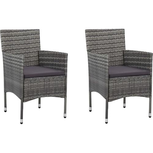 Garten-Essstühle 2 Stk. Poly Rattan Grau