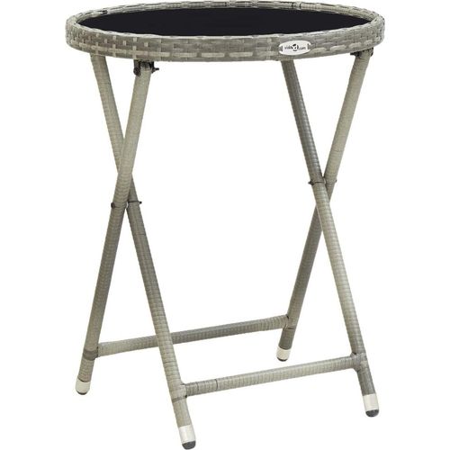 Beistelltisch Grau 60 cm Poly Rattan und Hartglas