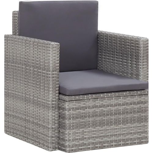 Gartensessel mit Auflagen Poly Rattan Grau