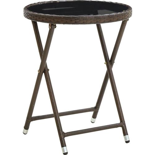 Beistelltisch Braun 60 cm Poly Rattan und Hartglas