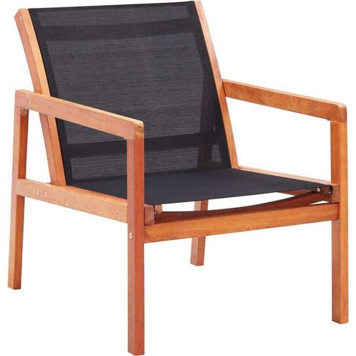 Garten-Loungestuhl Schwarz Massivholz Eukalyptus und Textilene