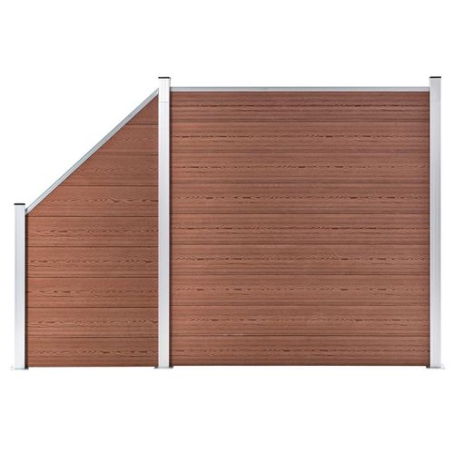Schlichtes WPC Zaun-Set 1 Quadrat + 1 Schräge 273x186 cm Braun Gartenzaun Sichtschutz Windschutz Möbel6819658