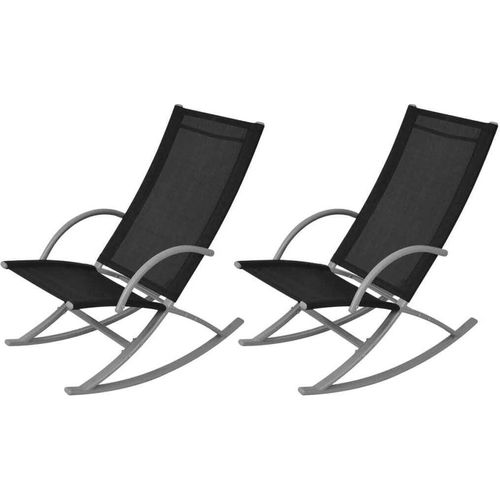 Garten-Schaukelstühle 2 Stk. Stahl und Textiline Schwarz
