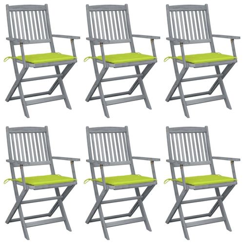 Klappbare Gartenstühle 6 Stk. mit Sitzkissen Massivholz Akazie