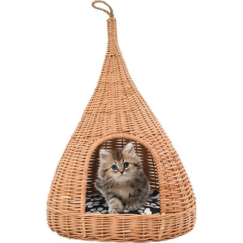 Katzenhaus mit Kissen 40x60 cm Naturweide Tipi