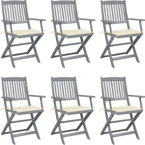 Klappbare Gartenstühle 6 Stk. mit Sitzkissen Massivholz Akazie