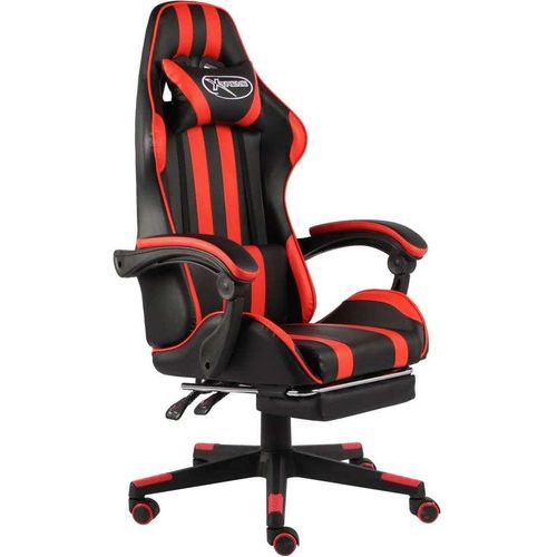 Gaming-Stuhl mit Fußstütze Schwarz und Rot Kunstleder