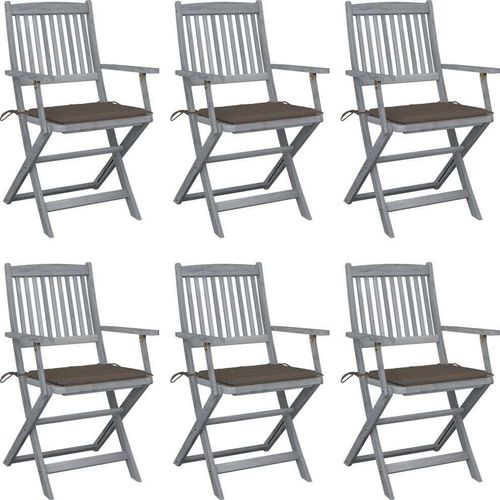 Klappbare Gartenstühle 6 Stk. mit Sitzkissen Massivholz Akazie