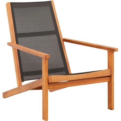 Garten-Loungestuhl Schwarz Massivholz Eukalyptus und Textilene