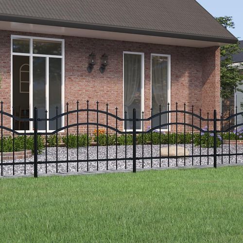 Gartenzaun mit Speerspitze Schwarz 239 x 75 cm Pulverbeschichteter Stahl