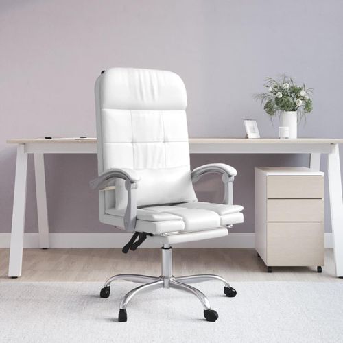 vidaXL Bürostuhl mit Massagefunktion Weiß Kunstleder - Massage-Bürostuhl - Massage-Bürostühle - Bürostuhl Mit Massagefunktion - Elektrischer Bürostuhl