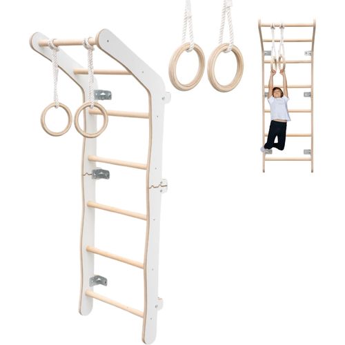 Klettergerüst Indoor fürs Kinderzimmer | Sprossenwand aus Yarnwood | Turnwand + Turnringe | 100% ECO | EU