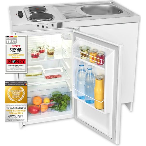 Exquisit Vollraumkühlschrank KS85-VU-090E weiss | 76 l Nutzinhalt | LED-Beleuchtung | 3 Glasablagen | Wechselbarer Türanschlag