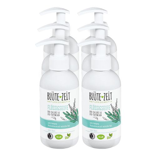 BLÜTE-ZEIT Flüssigseife Bio-Salbei & Bio-Thymian 300 ml, 6er Pack