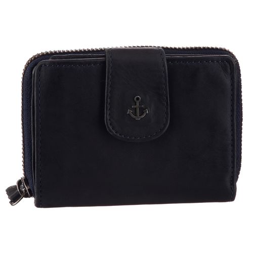 Geldbörse HARBOUR 2ND, blau (navy), Leder, washed, modisch, Kleinlederwaren, mit RFID-Technologie