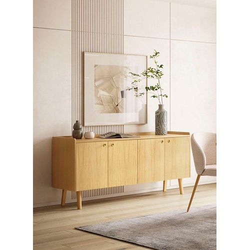 Sideboard WOODMAN "Nice", braun (eiche), B:160cm H:75cm T:45cm, FSC-zertifiziertes teilmassives Holz, Sideboards, Sideboard, Kommode, Breite 169 cm, Echtholzfurnier aus Eiiche, viel Stauraum