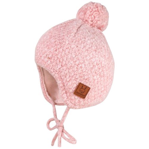 Bommelmütze MAXIMO, Baby, Gr. 41, rosa, Strick, Materialmix, meliert, unifarben, casual, Mützen, weiche Wollmischung, Bommel, Bindeband, gefüttert