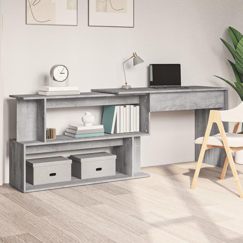 vidaXL Eckschreibtisch Grau Sonoma 200x50x76 cm Holzwerkstoff - Eckschreibtisch - Eckschreibtische - Schreibtisch - Büroschreibtisch