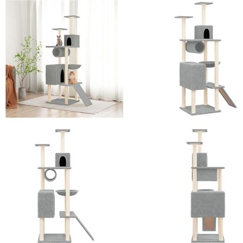 vidaXL Kratzbaum mit Sisal Kratzsäulen Hellgrau 168 cm - Kratzbaum - Kratzbäume - Katzenturm - Katzenmöbel