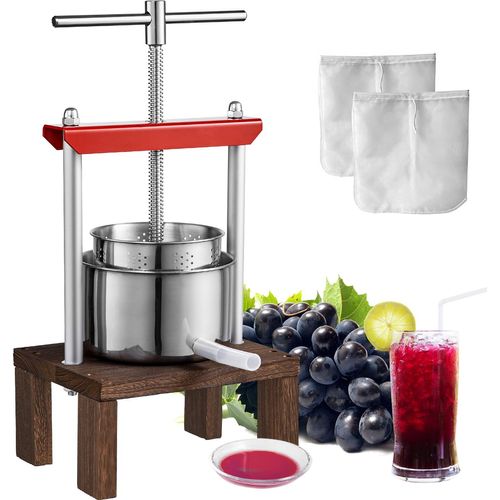 VEVOR 2 L Obstpresse Apfelpresse Fruchtpresse mit Ständer, Beerenpresse 14 x 13 cm Apfelpresse Manueller Entsafter Fruchtpresse Mechanische Zelkova-Holz Presse Geeignet für Saft Fruchtpüree usw.
