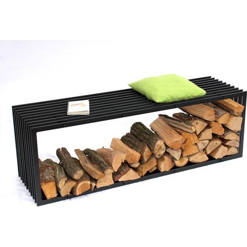Kaminholzständer Bank D-Stil 150 cm Kaminholzregal 10104 Holzkorb Kaminholzhalter