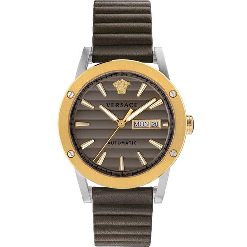 Versace VEDX00219 Theros Automatik silber gold braun Leder Herren Uhr NEU