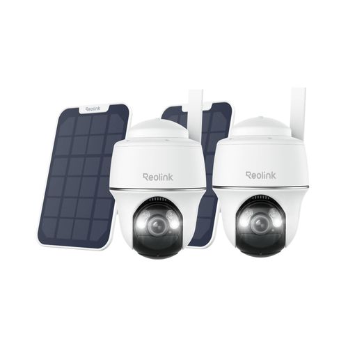 Reolink Go PT Plus+Solarpanel, 2K+ 5MP 4G LTE Batterie Überwachungskamera , Schwenken & Neigen, Kein-WiFi, SIM-Kartenslot, 32GB SD Karte, 2 Pack