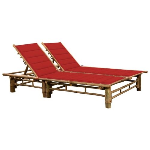 Möbel 2-Personen-Sonnenliege mit Auflagen Bambus - Gartenliegen 3063951