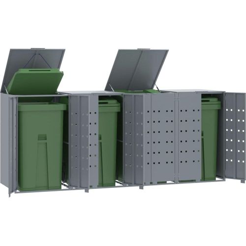 Mülltonnenbox für 4 Tonnen Grau 276x79x117 cm Stahl - Mülltonnenboxen 3279989