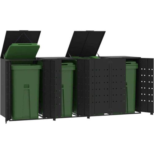 Mülltonnenbox für 4 Tonnen Schwarz 276x79x117 cm Stahl