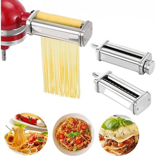 Pasta Maker Attachment 3-in-1 Pasta Roller Cutter Teile Nudeln Presse Maschine Kompatibel mit KitchenAid Stand Mixer für Pasta Blatt Spaghetti Fettuccini