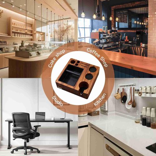 TREELF 3 IN 1 Espresso Klopfkasten und Tamping Station 51/54MM Espresso Kaffee Anti-Druck-Pad Stand Walnuss Holz Kaffee Tool Organizer mit Portafilter Halter Kaffee Station Veranstalter für Home Bar Shop Countertop