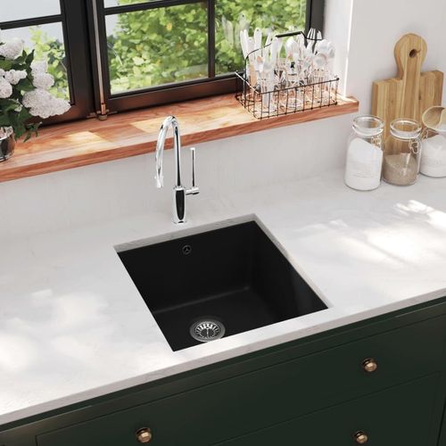 Möbel Granitspüle Einzelbecken Schwarz DE45189