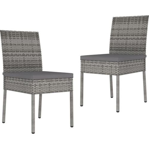 Garten-Essstühle 2 Stk. Poly Rattan Grau