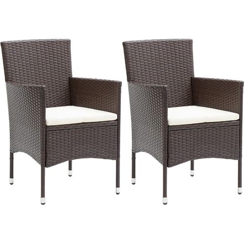 Garten-Essstühle 2 Stk. Poly Rattan Braun