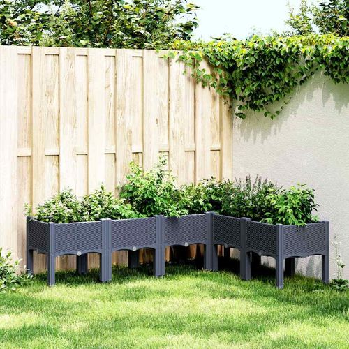 vidaXL Pflanzkasten mit Beinen Blaugrau 160x120x42 cm PP
