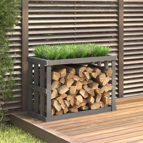 Outdoor-Kaminholzregal Grau 108x52x74 cm Massivholz Kiefer